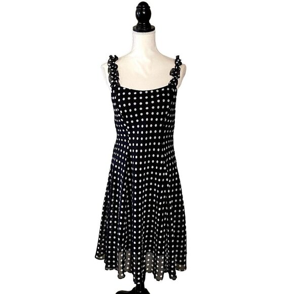 K Studio | Polkadots Ruffled Midi Dress | Black & White | Size: 8 - Picture 1 of 7